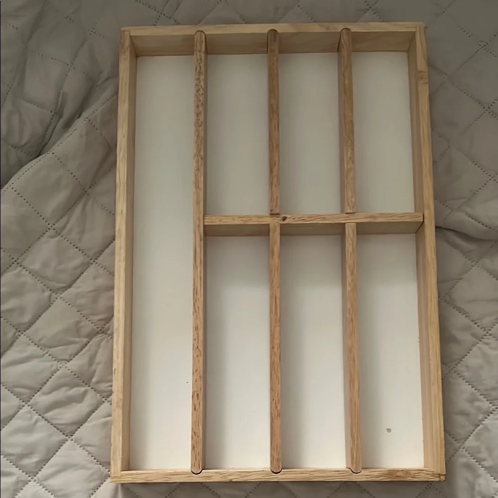 Bamboo Drawer Organizer - kitchen silverware or bathroom makeup. 17.5” x 11.75”